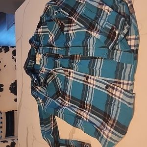 Boys size medium "Urban Pipeline" button down flannel